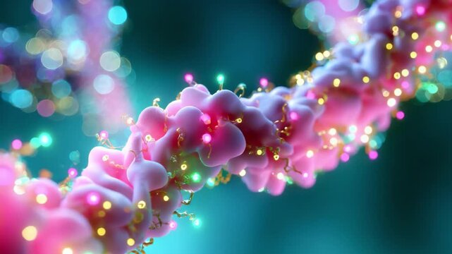 Captivating Visualization of a Colorful Molecular Structure with Intricate Patterns and Blurred Backgrounds, Enhancing the Aesthetic Appeal and Scientific Insight into Molecular Biology and Chemistry