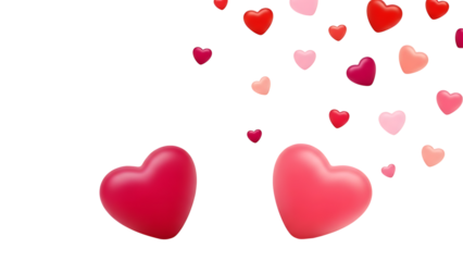 Floating Hearts on Transparent Background