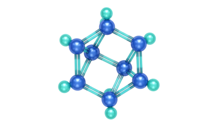 Molecular structure with blue and green spheres