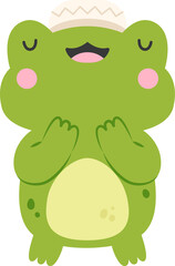Fototapeta premium Illustration of Cute Frog Raise Hands when Praying