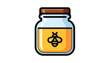 Fototapeta premium Honey Jar with Bee Logo Illustration.