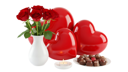 Valentine's Day Decorations with Roses and Hearts