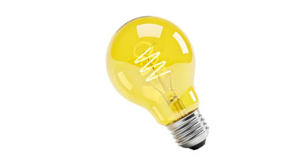 Yellow Light Bulb on Transparent Background