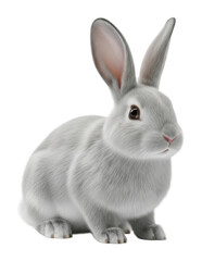 Obraz premium Cute white rabbit in a playful pose animal portrait isolated on transparent background