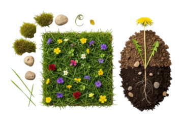 Nature's beauty colorful plant life in urban garden isolated on transparent background