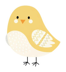 Charming yellow bird digital design playful environment isolated on transparent background