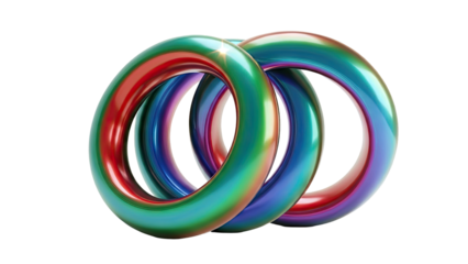 Two Interlocking Iridescent Toroids