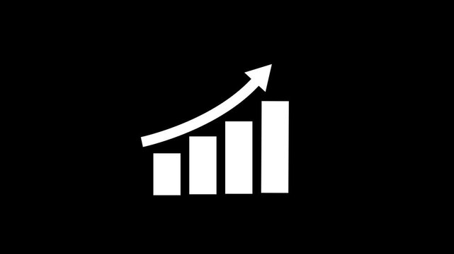 White bar graph with upward arrow on black background bar chart growth