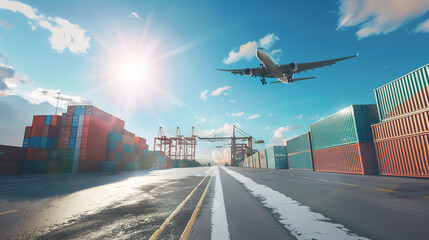 Highway in the context of port cargo containers and airplanes