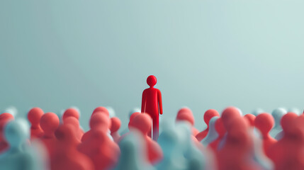 A cartoon character standing in a crowd and the theme of human sociology