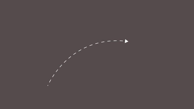 White Dashed Curved Arrow Showing Direction on Dark Gray Background dashed line