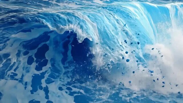 Dynamic ocean wave crashing with foamy spray, showcasing the power of nature.