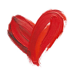 Vibrant red heart paint stroke, an abstract art love symbol on a textured background, perfect for romantic themes and creative designs.