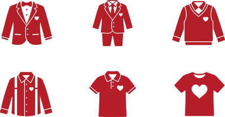  Neat and Clean Red Silhouette Icons of Boys' Outfits and Suits for Valentine's Day 2026