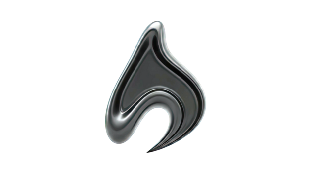 Glossy black flame abstract shape - Powered by Adobe