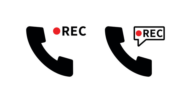 Call Recording Icon, Phone REC Vector for UI and App Interfaces