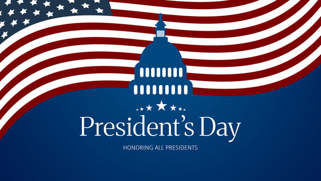 Celebrating president's day with american flag and capitol building