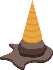 Fototapeta premium Chocolate ice cream cone melting on the ground, creating a puddle of sweet temptation