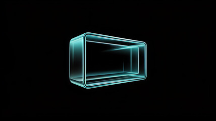 a glowing cyan rectangular prism floats in a dark void showcasing a futuristic design and minimalist aesthetic