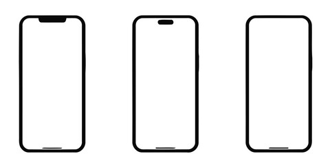 Phone icon set in black outline for mobile devices © Baizid