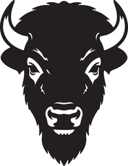 Buffalo Head in silhouette white background.