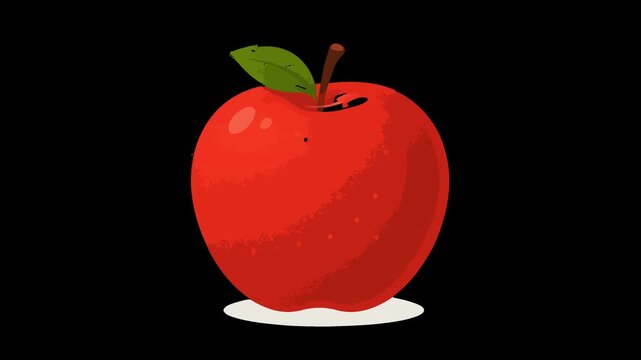 Red apple with a green leaf and stem fruit food