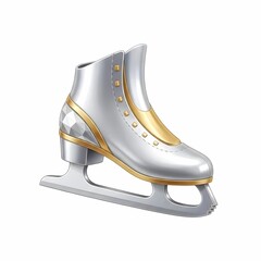 Elegant Silver and Gold Figure Skate Icon with Diamond Detail