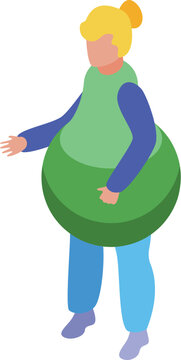 Woman having fun wearing an inflatable zorb ball for rolling downhill