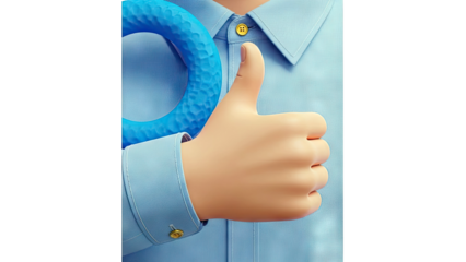 Thumbs Up Gesture with Blue Ring