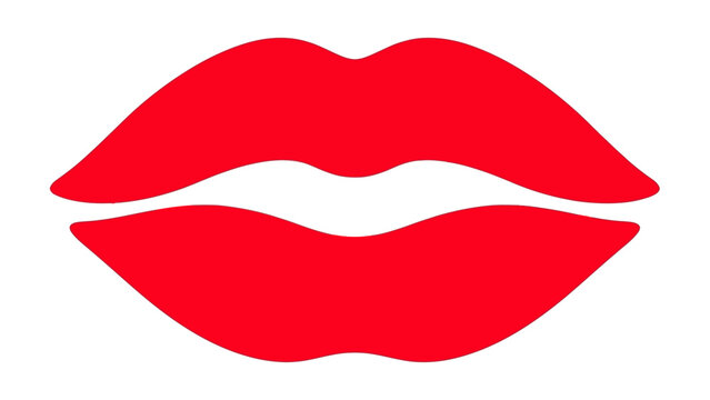 Bold Red Lips Kiss Mark Icon Sexy Vector Illustration