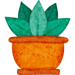 Watercolor Potted Plant Illustration