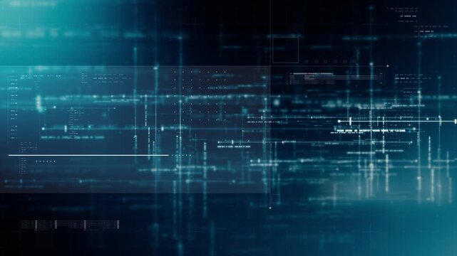 Futuristic screen display matrix, hi-tech digital data telemetry with encrypted numbers, display dynamic background for computer desktop screen display format