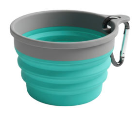 Collapsible pet bowl for adventures travel product lifestyle isolated on transparent background