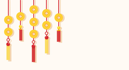 Chinese Coin Charms Hanging Decoration Background 