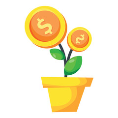 Plant coin icon. Growth business icon design