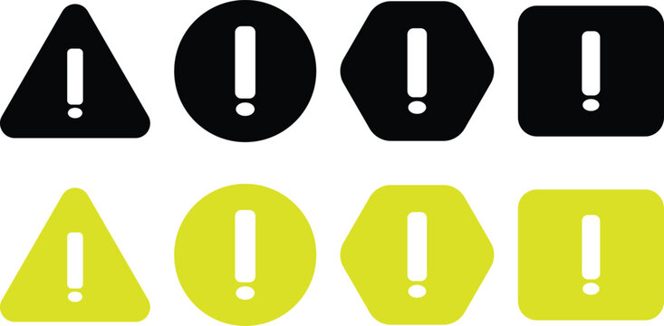 Warning icon set. Alert signal symbols. Hazard sign. Caution and danger notice design.
Caution icon set. Safety warning symbols.
