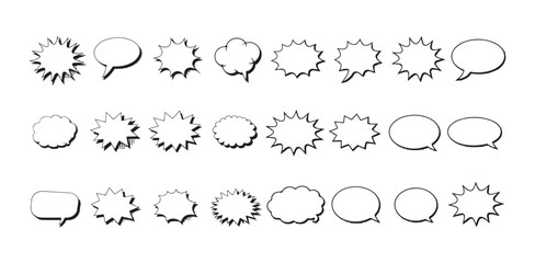 Speech bubble set vector design comic element collection communication boom blast bang burst pop © MdJahid