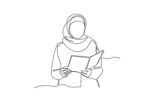 Studying Personal Documents. Real life story telling Concept. Single line draw design. Vector graphic illustration