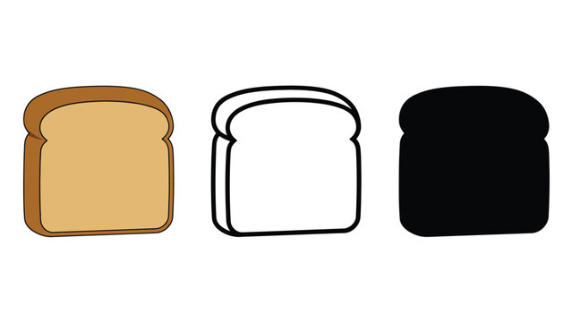 Three slices of bread in different colors and styles on a white background
