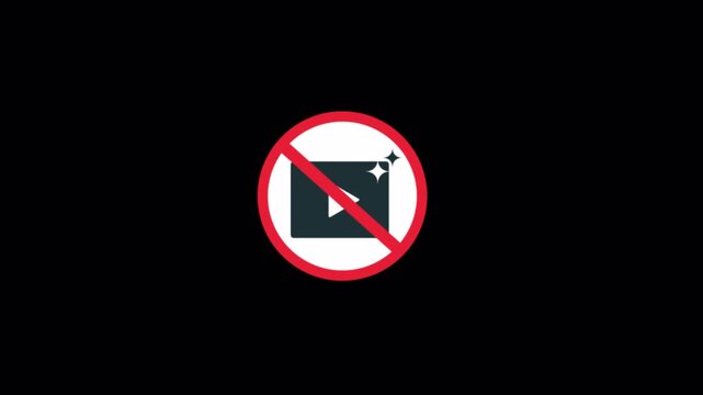 No Ai Generated Video Icon. Artificial Intelligence Ban Icon Concept Animation Video - Transparent