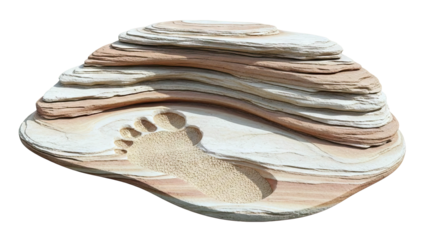 Footprint Impression in Layered Sandstone Rock