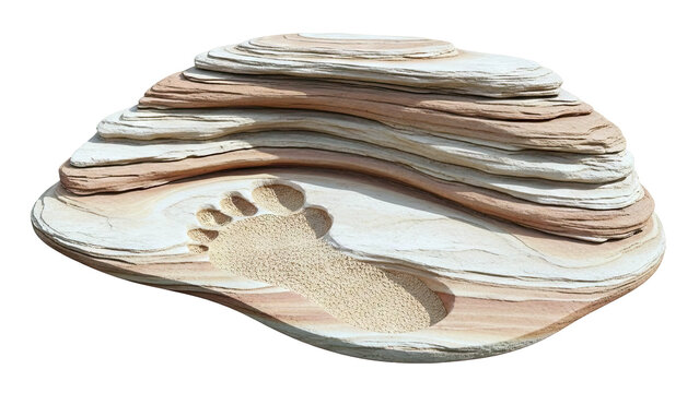 Footprint Impression in Layered Sandstone Rock