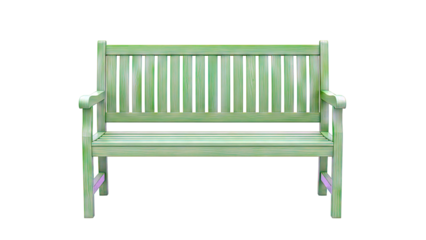 Green wooden park bench