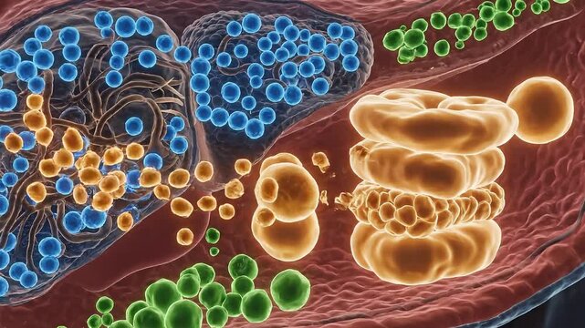 Liver Hepatocytes Processing Toxins and Proteins