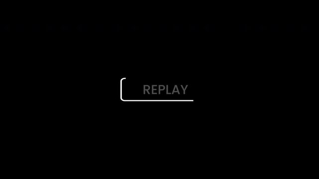 Replay sign looping button 4K resolution on alpha channel background.
