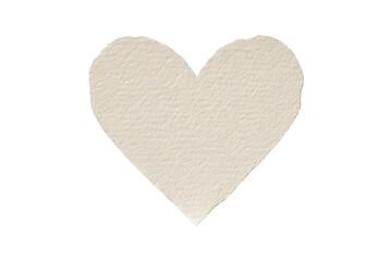 Handmade textured paper heart cutout shape, isolated on transparent background