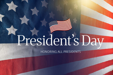 President's Day celebration highlights flag and text in a simple design