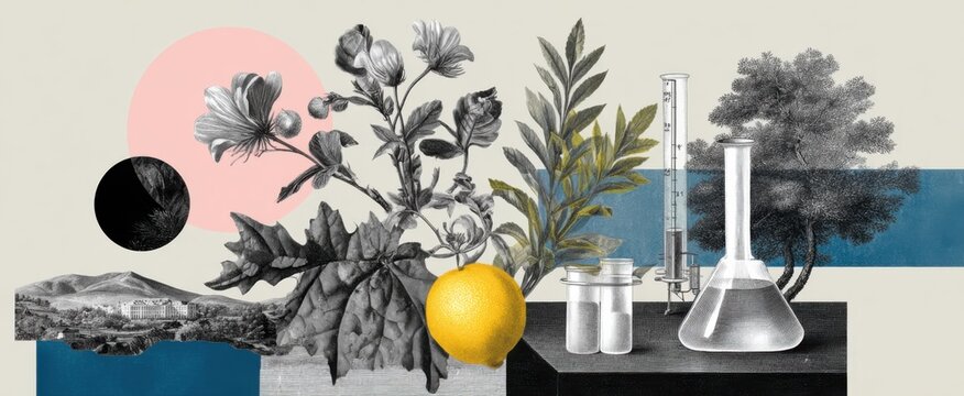 science collage evokes passion for innovation through experimental techniques and evolving ideas