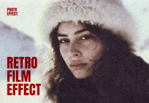 Retro Film Photo Effect Mockup
