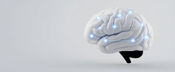 Stylized human brain evokes curiosity showcasing simplified neural connections on a white backdrop.
